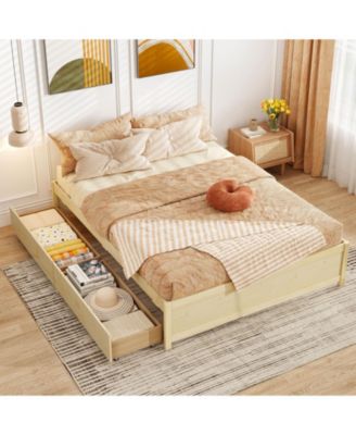 Bed Frame with 2 Rolling Storage Drawers