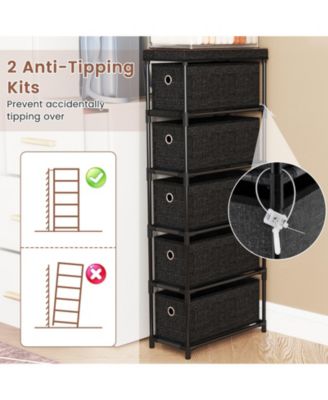 Narrow Five Drawer Dresser Slim Storage Tower