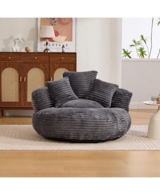 Corduroy Oversized Bean Bag Chair, Lazy Sofa with Memory Foam, 3 Pillows and Armrest for Living Room Bedroom