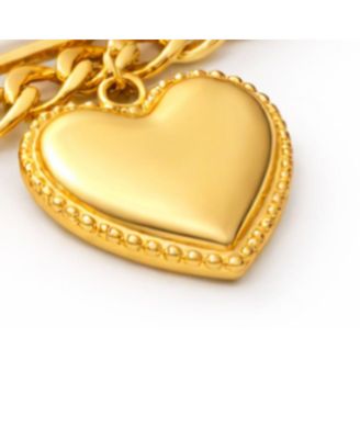 Heart Charm Layered Bracelet  Stainless Steel