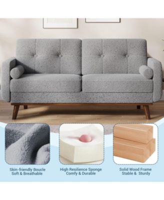 65" Loveseat Sofa, Boucle Upholstered 2-Seater Couch with Deep Seat for Small Spaces
