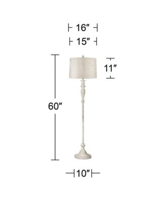 Vintage Shabby Chic Floor Lamp Tall Antique White Washed  Washed Drum Shade for Living Room Bedroom Office