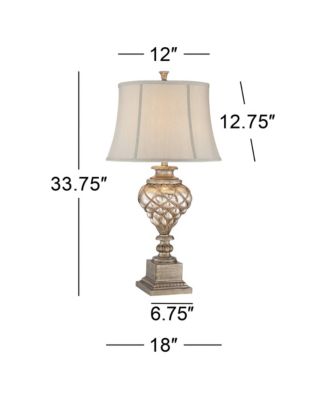 Traditional Mercury Glass Table Lamp with USB Port and LED Nightlight, 33.75" Tall
