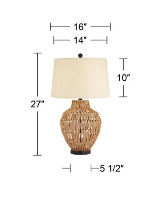 San Marcos 27" Tall Modern Coastal Table Lamps Set of 2 Wicker Metal Living Room Bedroom
