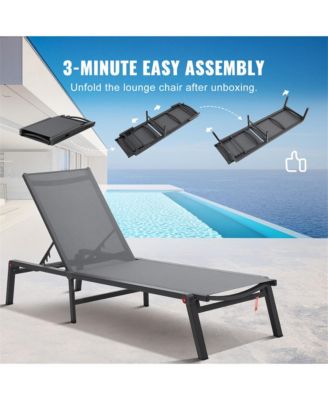 Chaise Lounge Chair Outdoor Patio Lounge Chair with Adjustable 5-Position