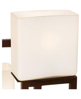 24" High Geometric Small Modern Table Lamps Set of 2  Roman Bronze Finish Metal Living Room Bedroom