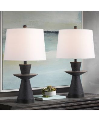 Fiona 24 1/2" High Mid Century Modern 3-Way Table Lamps Set of 2 USB Port Metal Living Room Charging