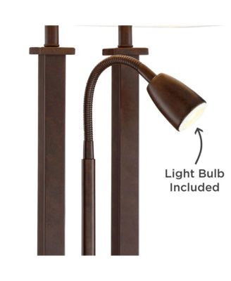 Deacon High Industrial Desk Lamps Set of 2 USB Port AC Power Outlet Gooseneck Bronze Finish Metal Charging