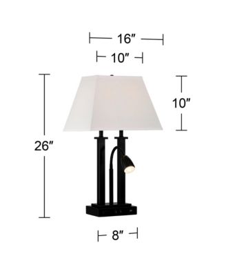 Deacon 26" High Industrial Desk Lamps Set of 2 USB Port AC Power Outlet Gooseneckk Metal Charging