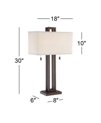 Gossard 30" Tall Large Industrial End Table Lamps Set of 2 Pull Chain Bronze Finish Metal Living Room