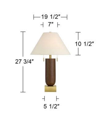  Madera 27 3/4" Brass and Wood USB Table Lamp Set of 2