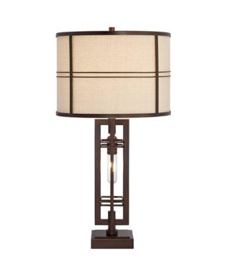 28" Tall Industrial Table Lamp, USB Charging Port and Nightlight