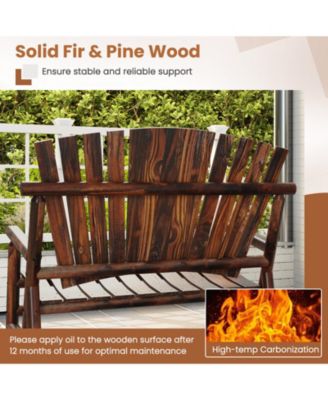 Outdoor Adirondack Rocking Chair for Adults with High Back and Slatted Seat