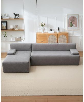 Modular L-Shaped Sectional Sofa with Chaise, Cloud Couch, Corduroy Fabric