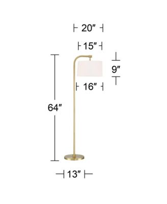 Serra Modern 64" Tall Standing Floor Lamps Set of 2 Lights Chairside Arc Foot Switch Offset Arm Metal Warm