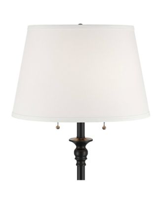 Spenser Traditional 58" Tall Standing Floor Lamp Skinny Pole Pull Chain Satin Metal Living Room Bedroom House