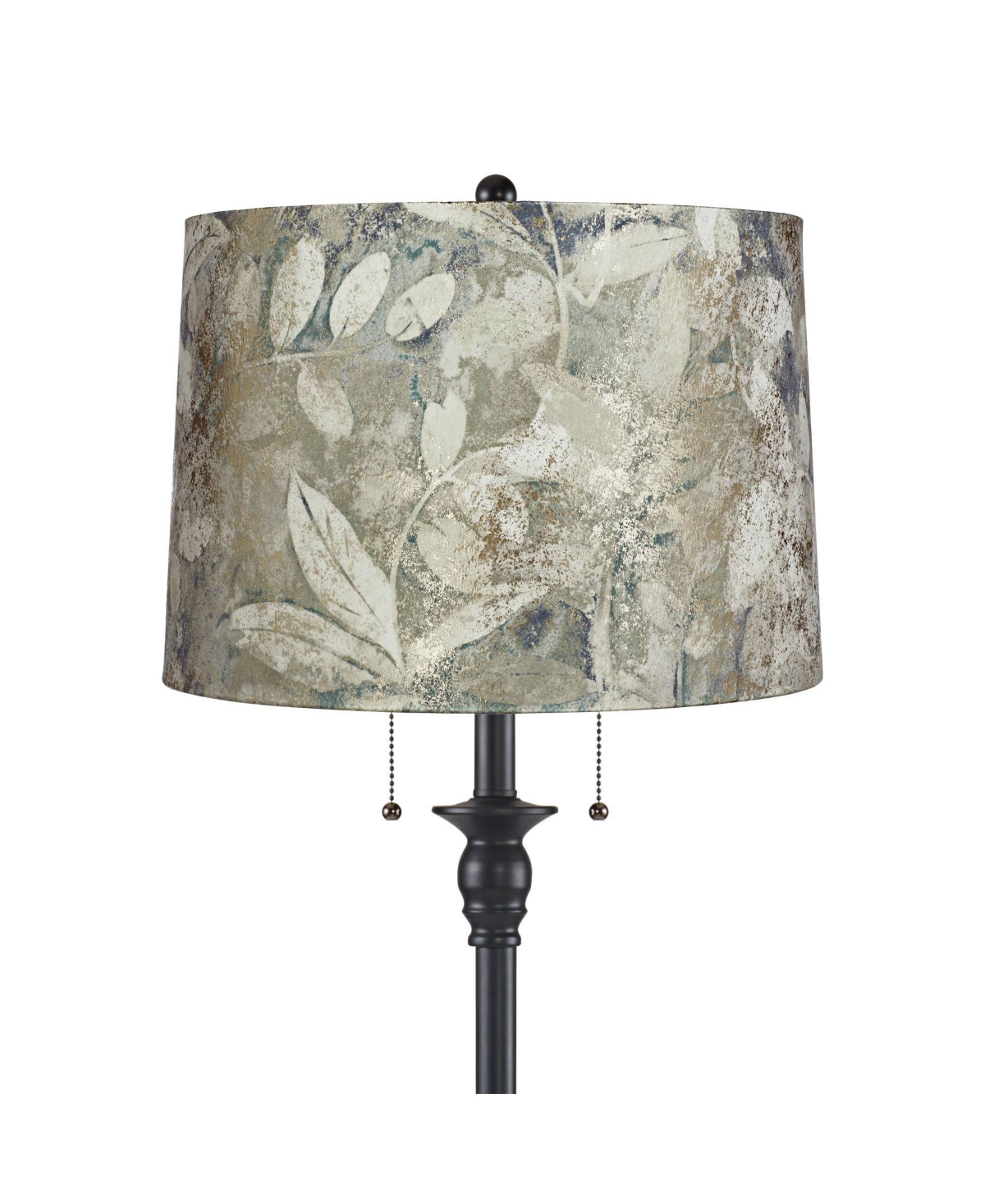 360 Lighting Dyna Traditional 58" Tall 2-Light Standing Floor Lamp Skinny Pole Pull Chain Finish Velvet Botanical Shade