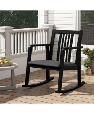 Rocking Chair with Slatted Back and Curved Armrests