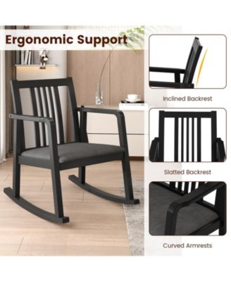 Rocking Chair with Slatted Back and Curved Armrests