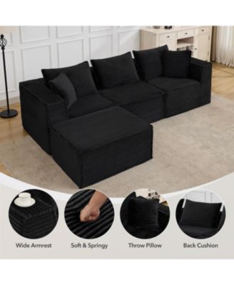 108" Cloud Sectional Sofa, Modular Boneless Couch with Memory Foam, No Assembly