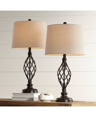 Annie 28" Tall Modern Industrial Table Lamps with Iron Construction and Tabletop Dimmers, Set of 2