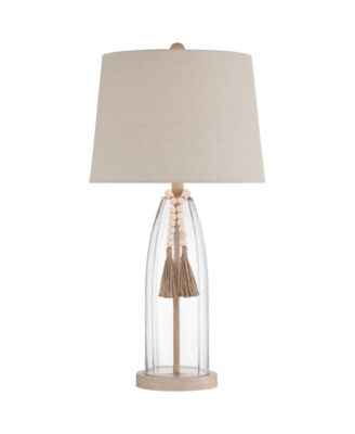 Tibet 27" Tall Modern Coastal 3-Way Table Lamps Set of 2 Clear Glass Living Room Bedroom Bedside Nightstand