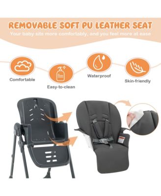 Toddler High Chair w/ 7 Height and 3 Footrest Adjustable Cup holder 2 Wheels