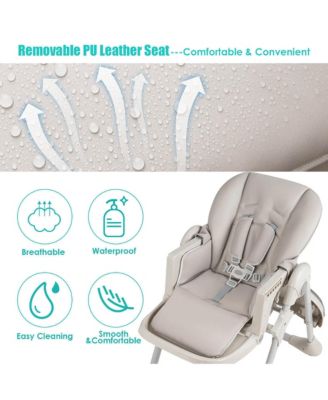 Toddler High Chair w/ 7 Height and 3 Footrest Adjustable Cup holder 2 Wheels