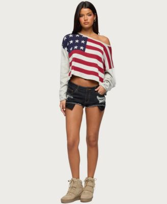 Women's Usa Off Shoulder Sweater