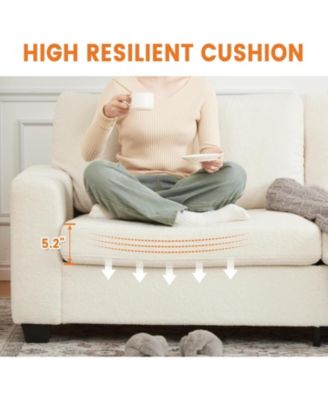 84" Loveseat Sofa, Teddy Velvet 3-Seater Couch with Deep Seat, Removable Cushions, Comfy Sofa for Living Room