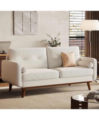 65" Loveseat Sofa, 3-Seater Deep Seat Couch with Linen Upholstery for Small Spaces