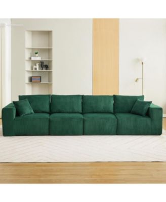 137" Cloud Sectional Sofa, Modular Linear Couch, Corduroy Fabric, No Assembly, Convertible Sleeper