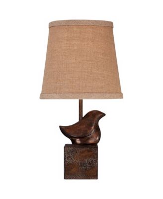 Rustic Farmhouse Accent Table Lamp 15 1/2" High Set of 2 Sculptural Crackle Drum Shade for Bedroom House