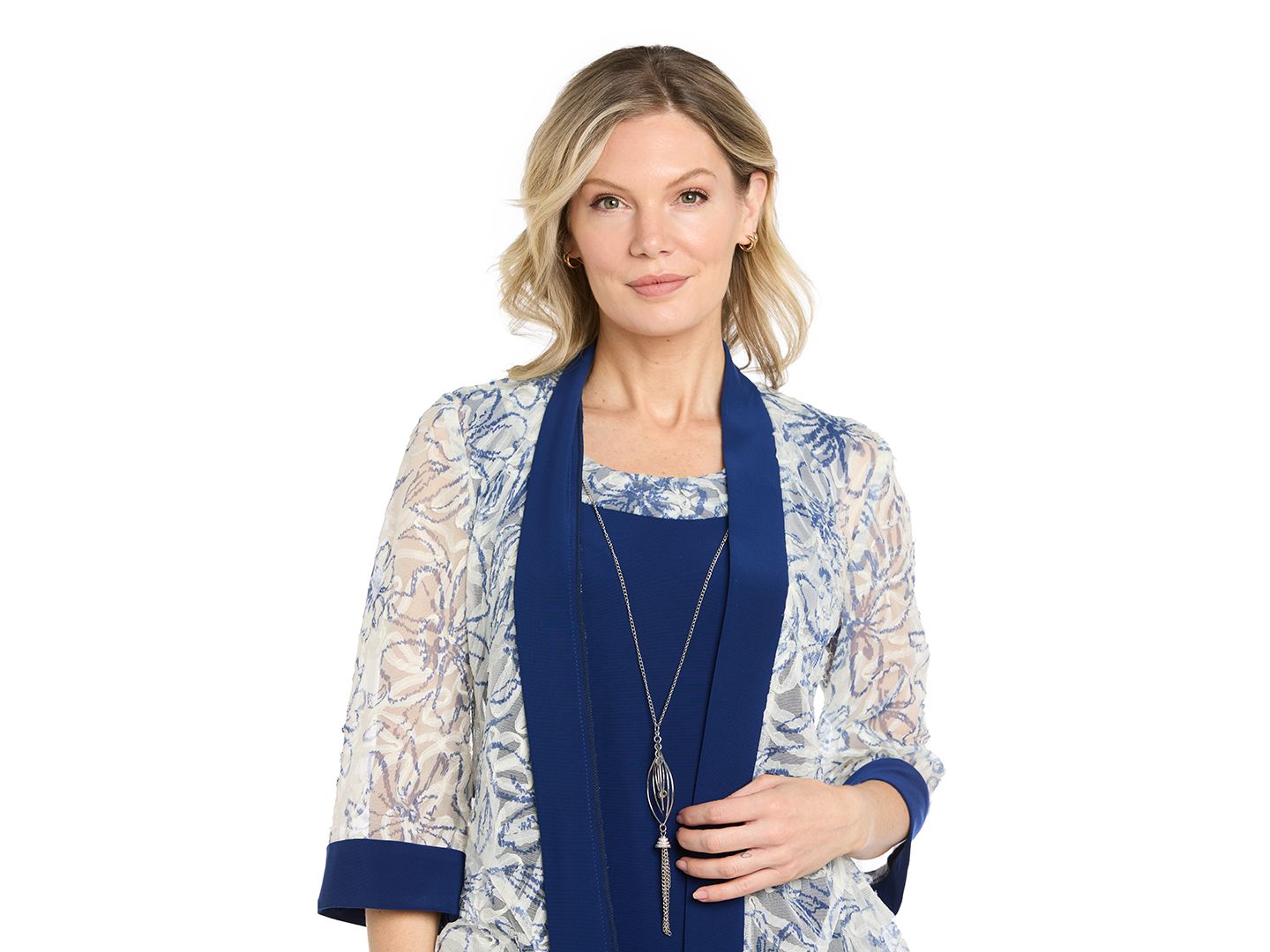 Женское платье R & M Richards Petite Scoop Neck Jacket, цвет: Морской / Синий — фото 1