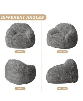 Bean Bag Chair, Adult Bean Bag Couch with Armrest, Soft Fluffy Faux Fur Beanbag Chair for Reading, Plush Lazy Sofa High-Density Foam Floor Sofa for Living Room