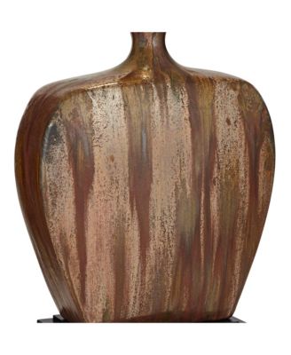 Julius Modern Table Lamps 27" Tall Set of 2 Ceramic Copper Drip Rectangular Fabric Shade for Bedroom Living Room Bedside Office