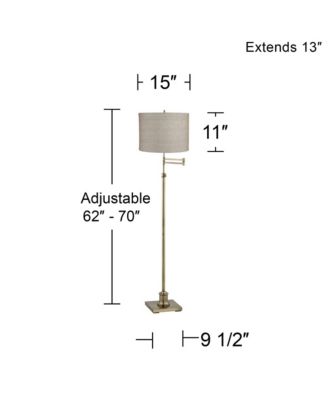 Chic Style Swing Arm Adjustable Floor Lamp 70" Tall Antique Brass Drum Shade for Living Room Reading House Bedroom