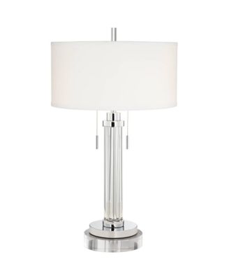 Cadence Modern Table Lamp with Square Riser 33" Tall Glass Column Shade for Bedroom Living Room Bedside Nightstand Office