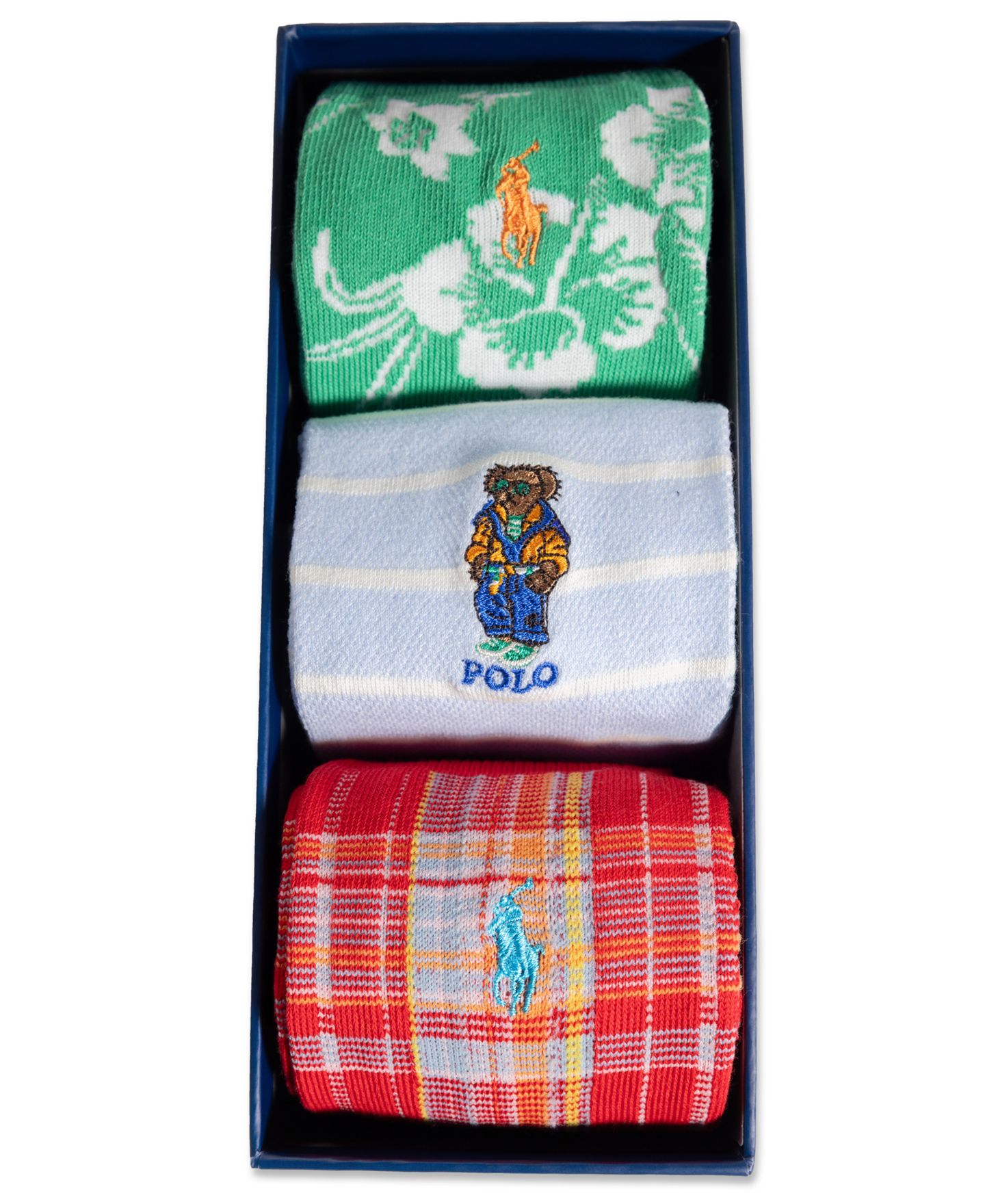 Носки Giftbox для мужчин, хлопок, 3 шт. — Polo Ralph Lauren, цвет: Красный / Синий — фото 5