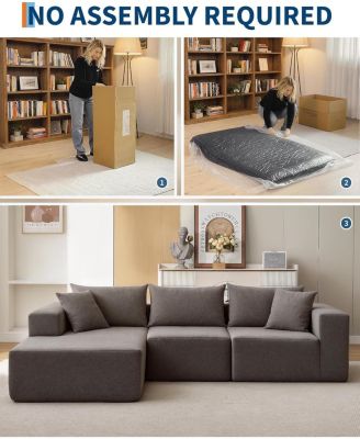 108" Modular Cloud Sectional Sofa, L-Shaped Couch with Chaise, Deep Seat, No Assembly