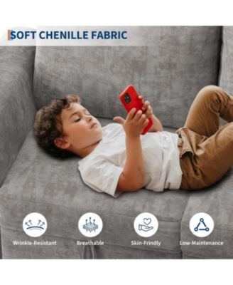 141" Sectional Sofa, U-Shaped Cloud Couch with Storage and Ottoman, 6-Seat Chenille Sofa