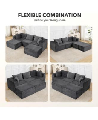 107" Cloud Sectional Sofa, U-Shaped Modular Couch with Chaise, Memory Foam