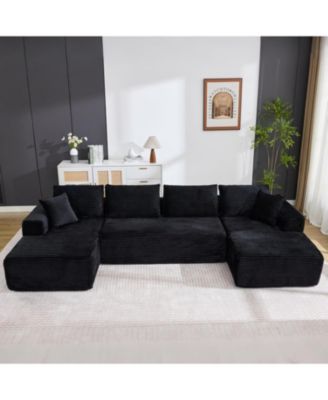 130" U-Shaped Modular Sectional Sofa, Boneless Cloud Couch with 2 Chaise and Pillows