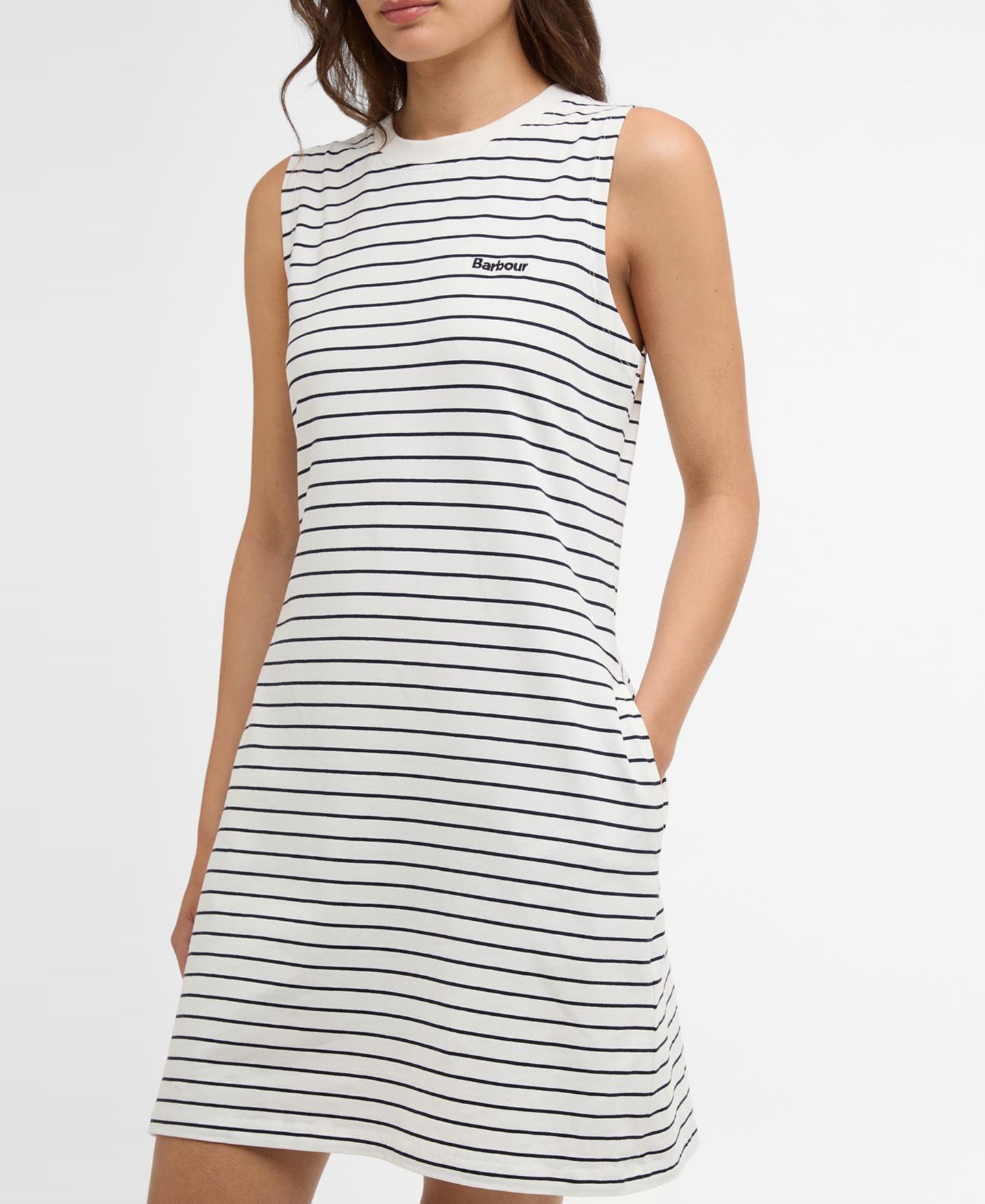 Женское платье Barbour Hartland Striped Sleeveless Mini, цвет: Облачный / Тёмно-синий — фото 2