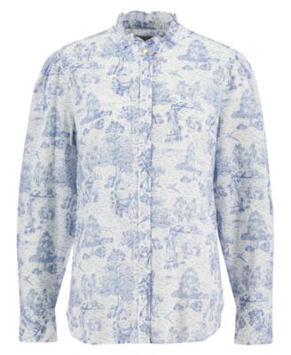 Women's Wisteria Printed Ruffle Neck Shirt