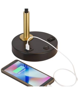 Keller 24" High Small Modern Desk Lamp USB Port AC Power Outlet  Brass Finish Metal Home Office Charging