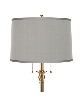 Dyna Traditional 58" Tall Standing Floor Lamp Skinny Pole Pull Chain Antique Brass Finish Faux