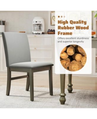 Set of 2 Velvet Upholstered High-Back Dining Chairs with Rubber Wood Legs