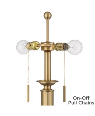 Wynne 30" Tall Large Traditional End Table Lamps Set of 2 Dual USB Ports Gold Metal  Shade Charging