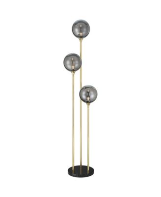 Arielle Mid Century Modern 67" Tall Standing Floor Lamp Tree Metal Brass Finish Bubble Glass  Shade